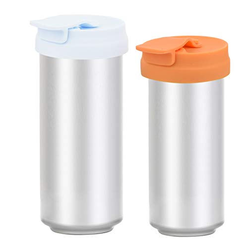 Silicone Slim Can Lids - Beverage Can Cover Protector Set - Blue & Orange