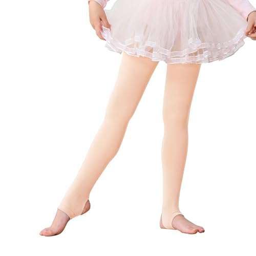 Ballet Dance Stirrup Tights for Kids - Ultra Soft Light Pink, 5-8 Years