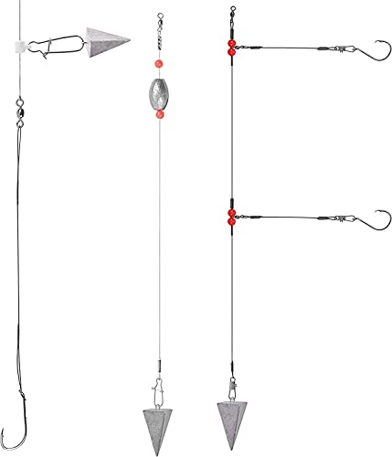 Agool 4 Pack Saltwater Pyramid Fishing Sinkers - 1oz to 8oz, Mixed Weights for Surf & Pier Fishing