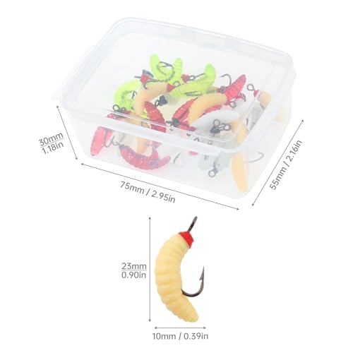 30pcs Soft Maggot Fishing Lures with Hooks - Realistic Silicone Bread Worms