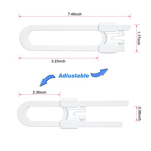 Vmaisi 20 Pack U Shaped Sliding Cabinet Locks Baby Proofing - Adjustable Child Safety Locks,Childproof Latches for Kitchen Bathroom Storage Cupboards Doors, Handles and Knobs White
