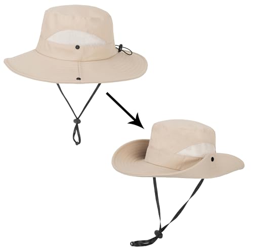 Kids Wide-Brim Sun Hat with UV Protection - Beige