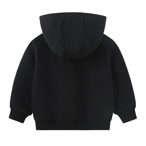 YAGATA Toddler Boys Girls Hoodie Jacket 7-8 Years Black Fall Winter Pullover