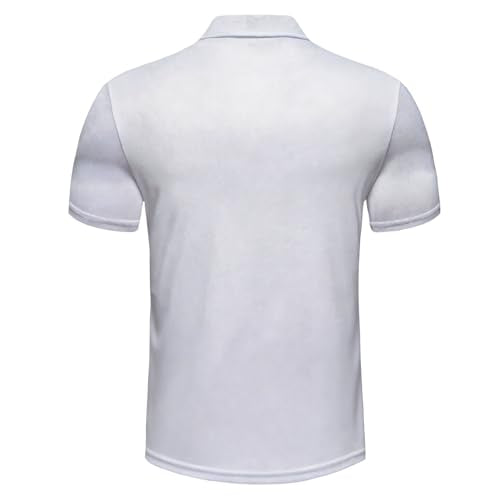 Men's Breathable Short Sleeve Polo Shirt - Medium / White B