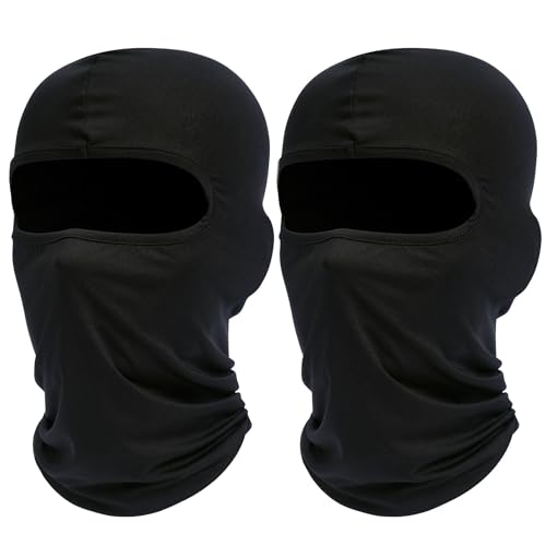 UV Protection Balaclava Ski Mask - Breathable Summer Face Cover - 2 Pack Black