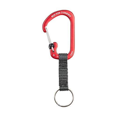 SlideLock Key Ring Carabiner with Webbing - Red