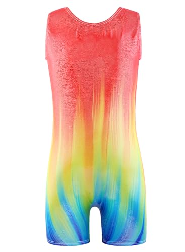 Gymnastics Leotard for Girls - Bluered Biketard with Sparkle Snowflake Design - 4-5T