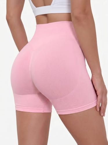 Butt Lifting Gym Shorts for Women - 4.5" Inseam, Light Pink