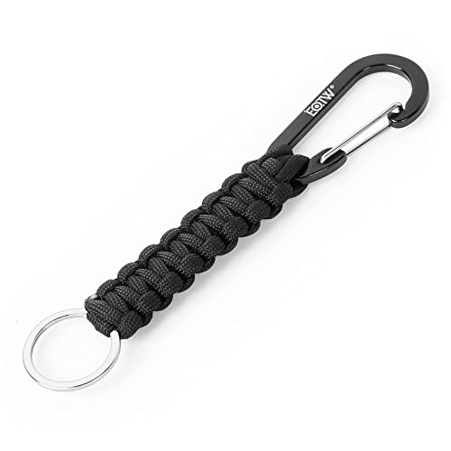 Paracord Keychain with Carabiner Clip - Black