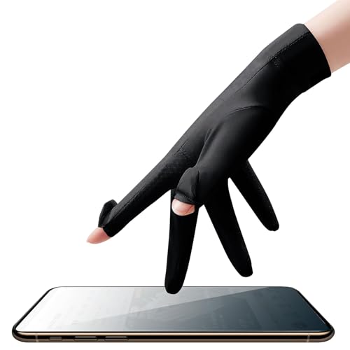 Thin Ice Silk Sun Gloves for Women - UV Protection Black