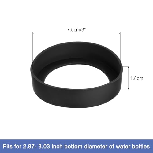 Water Bottle Boot Sleeve - Silicone Non-Slip Bottom Cover - Black 75mm