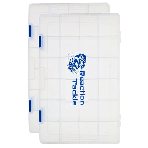 Reaction Tackle Basic Tackle Trays 3700 Size 2-Pack Clear Plastic Organizer with Removable Dividers