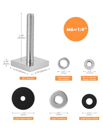 T Slot Bolts for Roof Rack Cross Bars - M6x35mm, 6 Count