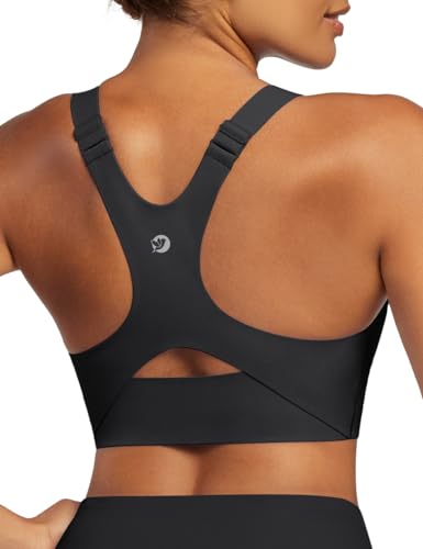 IUGA Sports Bras for Women High Support Large Bust Racerback Workout Tank Top - Black, Medium