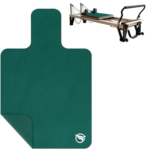 Non-Slip Pilates Reformer Mat Towel - Dark Green, 39 x 24 Inch