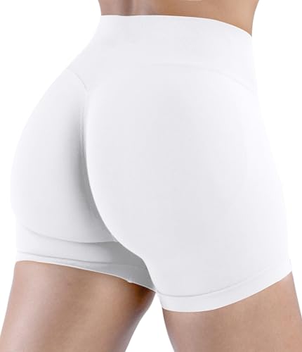 Unthewe Womens 4.5-inch Seamless Workout Shorts Small White Activewear