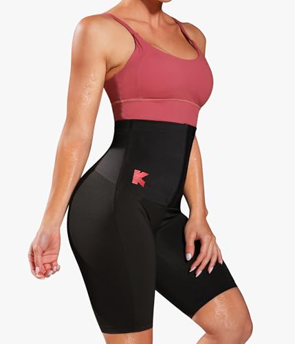 High Waist Sauna Sweat Shorts for Women - Compression, X-Large, Black