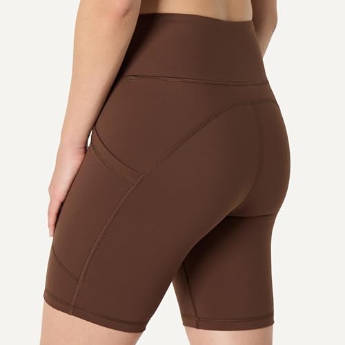 Amazon Essentials Women's High Waist 7" Gym Biker Shorts with Pockets - Large/Rich Hazel