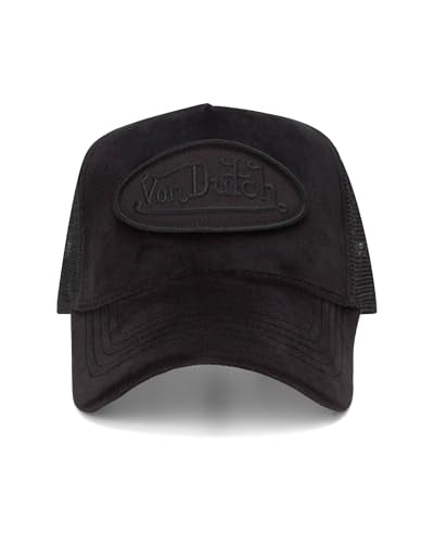 Von Dutch Unisex Velvet Trucker Hat - One Size Black Patched, Mesh Back Snapback