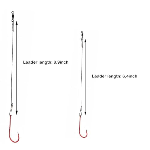 10pcs Fishing Wire Leader Hook Rigs - 6.4inch, Size 4#