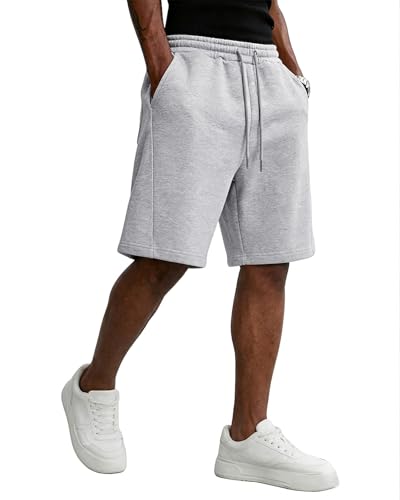 Men's Baggy Sweat Shorts Lightweight Casual Athletic Pants Medium Light Gray