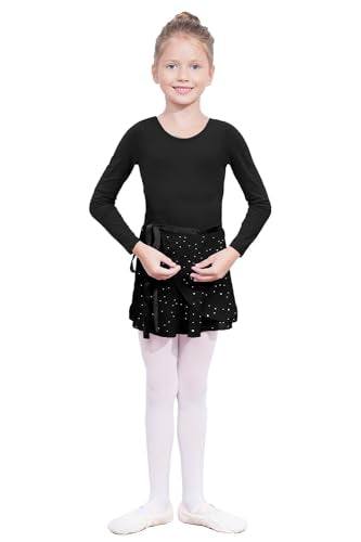 Ballet Leotard Dress for Girls - Longsleeve Black 4-5T