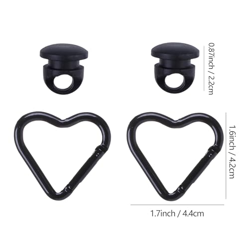 Heart Keychain Clip Set - 2Pcs Key Hooks for Bogg Bag - Black