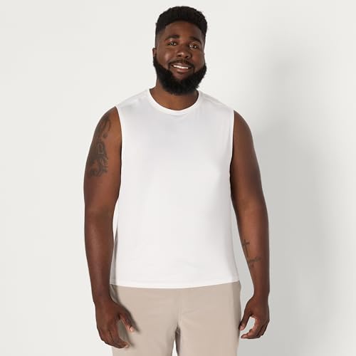 Men's Quick Dry Sleeveless Muscle Shirt - White, Large