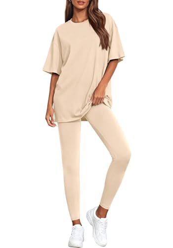 BTFBM Two-Piece Lounge Set for Women with Oversized Shirt & Leggings