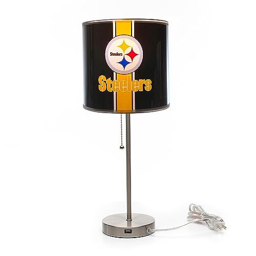 Chrome Desk Lamp with USB Charging - Pittsburgh Steelers