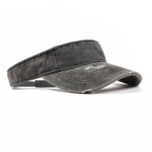 Retro Ripped Sun Visor Hat - Black Baseball Visor for Men & Women