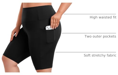 we fleece 8" Plus Size Biker Shorts with Pockets, High Waist