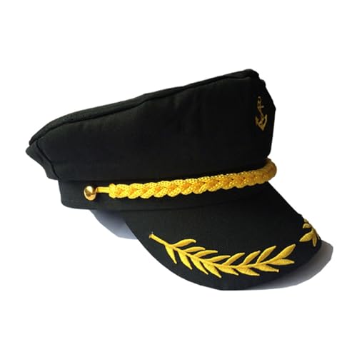 N-KONGJIAN Yacht Captain Hat – Adjustable Flat Sailor Cap (Black) for Men & Women