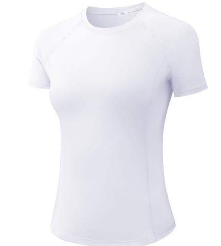 Women's Compression Short Sleeve Workout Top - Small / White