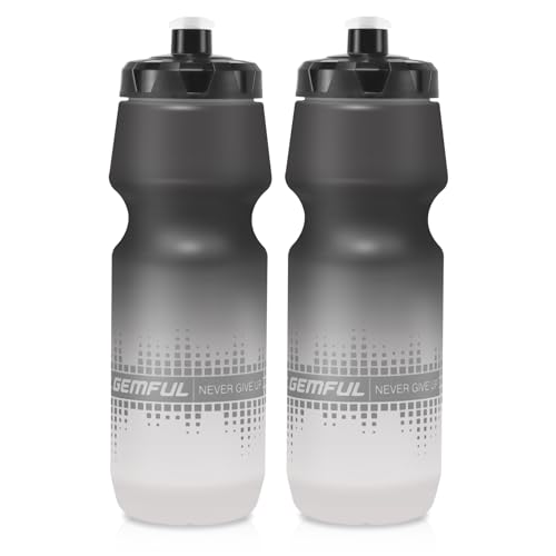 24oz Cycling Water Bottles 2 Pack - Gradient Black White, BPA-Free, Leak-Proof