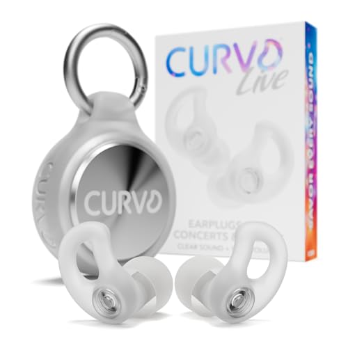 CURVD Live Stylish High-Fidelity Concert Earplugs for Live Events up to 14 dB Noise Reduction, 5 Tip Sizes & Carry Case