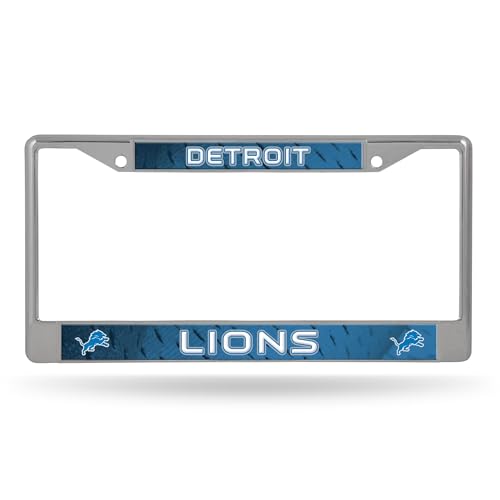 Detroit Lions Chrome License Plate Frame - 12" x 6" Auto Accessory