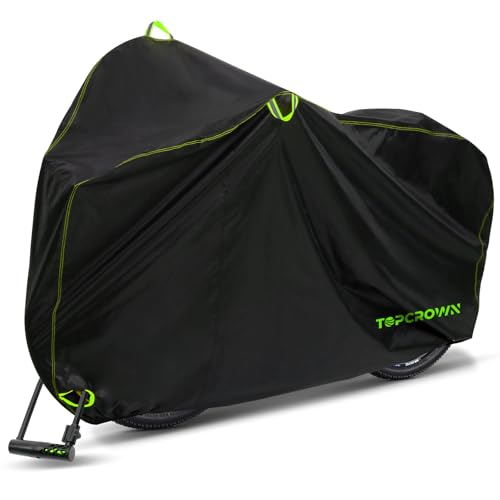 Waterproof Bike Cover for 1 Bicycle - 210D Black & Green, XL Size