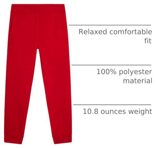 Fleece Jogger Pants for Big Boys - Age 8-18 / Size 14-16 / Red