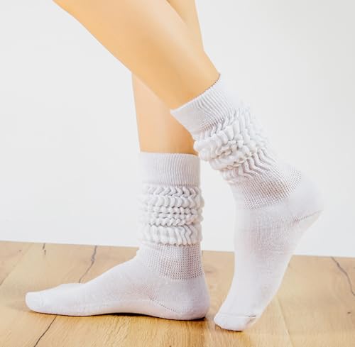 Women's Slouch Scrunch Knit Crew Socks - 5-Pack Cotton Blend - Navy
