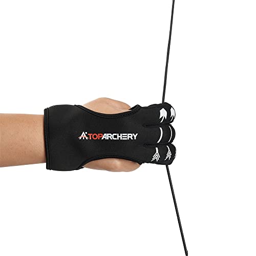 Archery Shooting Gloves - Three Finger Guard for Men & Women - Black, Large