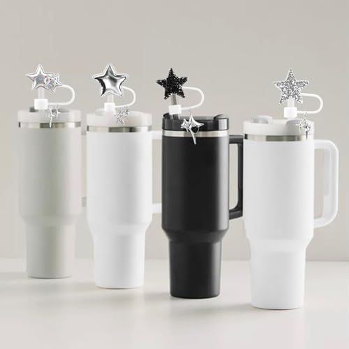 Y2K Star Straw Covers for Stanley Cup 30/40 Oz - Black Silver
