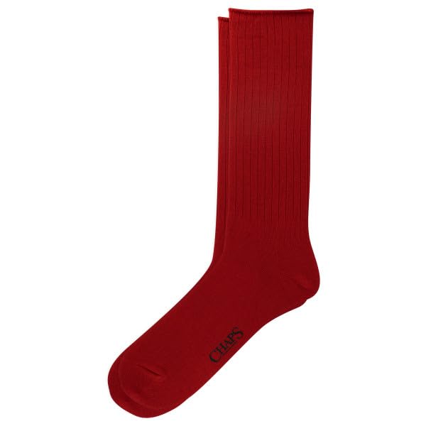 Men's Solid Color Casual Crew Socks - 1 Pair Red - Cotton Comfort