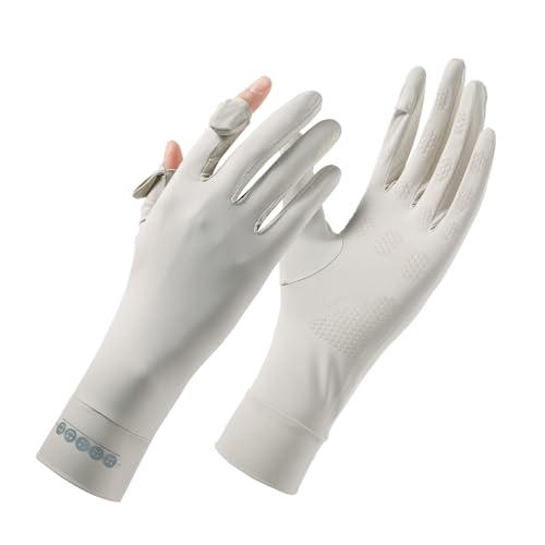 UV Protection Sun Gloves for Women - Touchscreen Full Finger, One Size / Greige-A