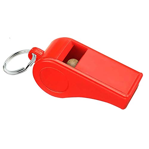 Loud Emergency Survival Whistle - Lightweight Plastic Sports Gear - Red