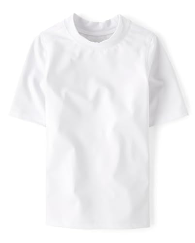 The Children's Place Short Sleeve Rashguard Large White - Kids Swimwear