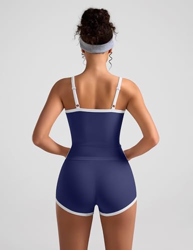 OLCHEE Women's 2-Piece Workout Set Navy Small Yoga & Lounge Outfit