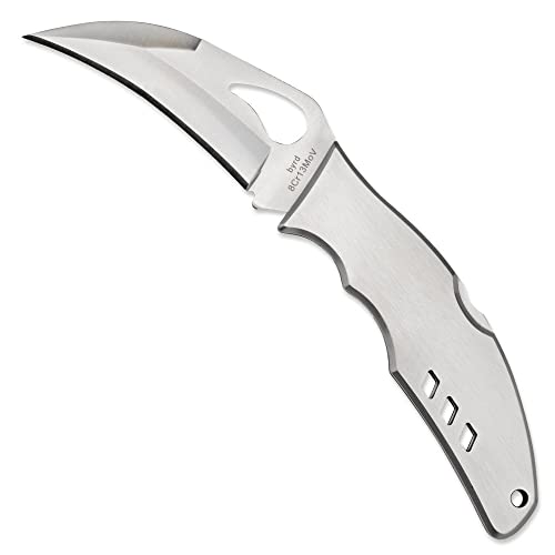 Spyderco Crossbill Folding Knife with PlainEdge – 8Cr13MoV, Hawkbill