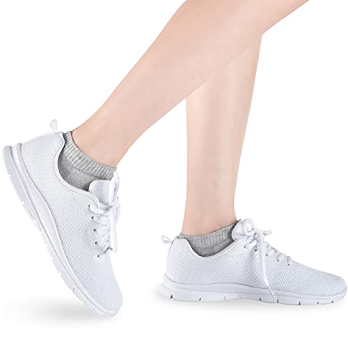 Women's Athletic Ankle Socks - Soft Low Cut Sport Socks, 5 Pairs - Black/White/Gray