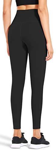 Fengbay High Waist Yoga Pants with Pockets - Tummy Control Workout Leggings Black Medium